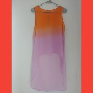 Sheer ombre hi-lo tank top